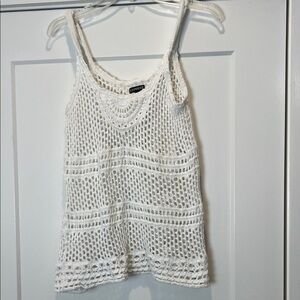Express White Crochet Tank with Scoop Neck size medium.